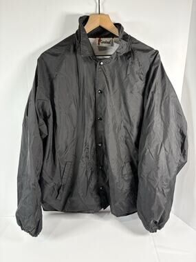 Cardinal Security Windbreaker Jacket Mens XL Black Snap Front Fleece Lined Coat